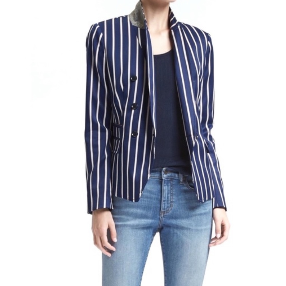 Banana Republic Striped Double-Breasted Blazer
